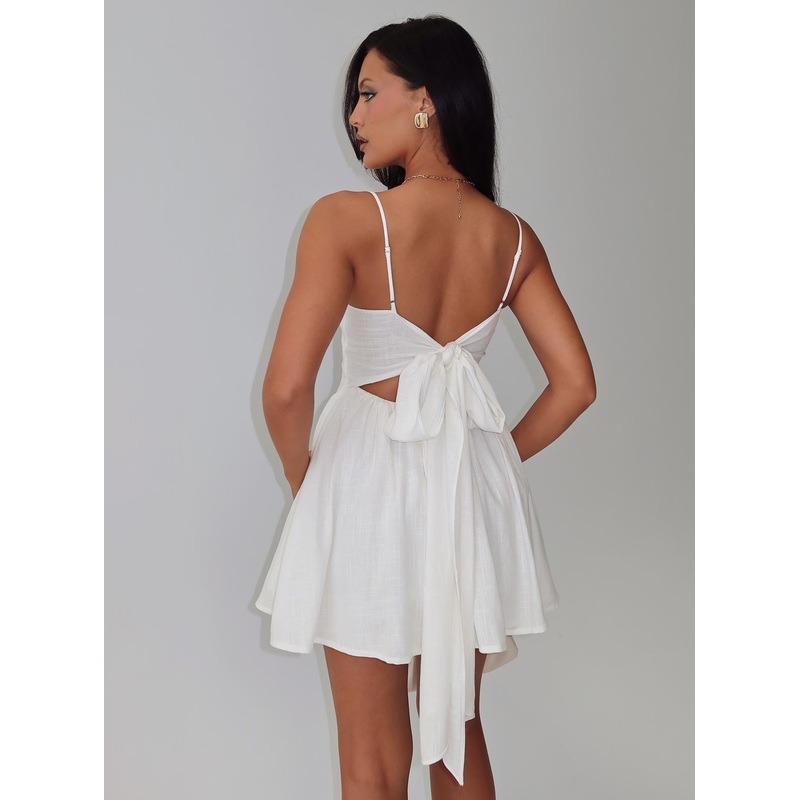 Angel Wings Tie Up Mini Dress White