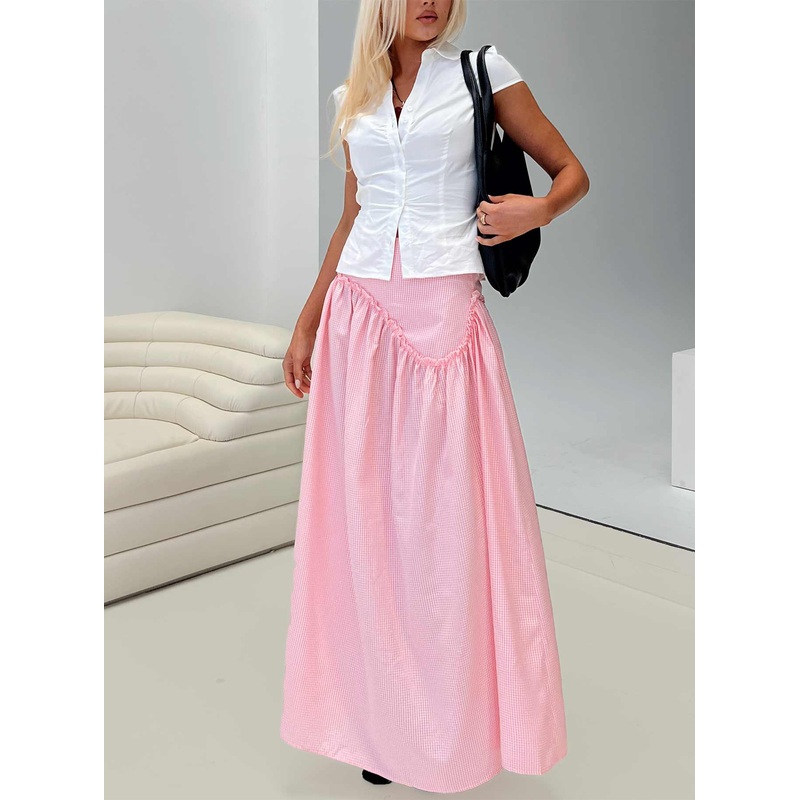 Apresia Maxi Skirt Pink Gingham