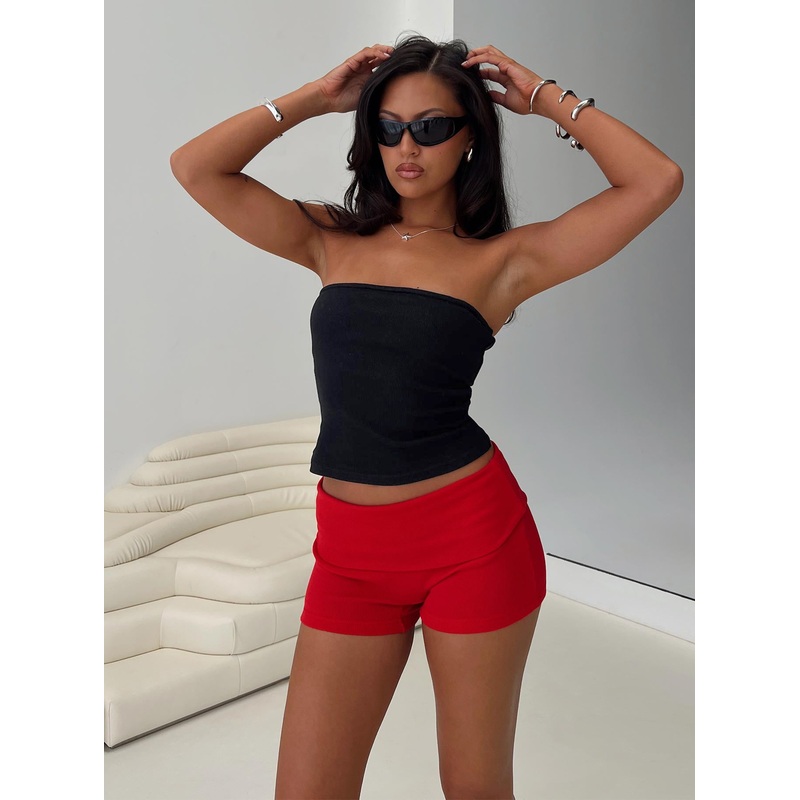 Baseline Low Rise Rib Shorts Red