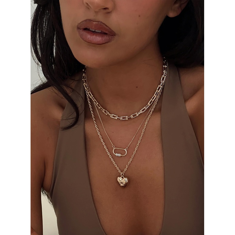 Double Date Layered Necklace Gold