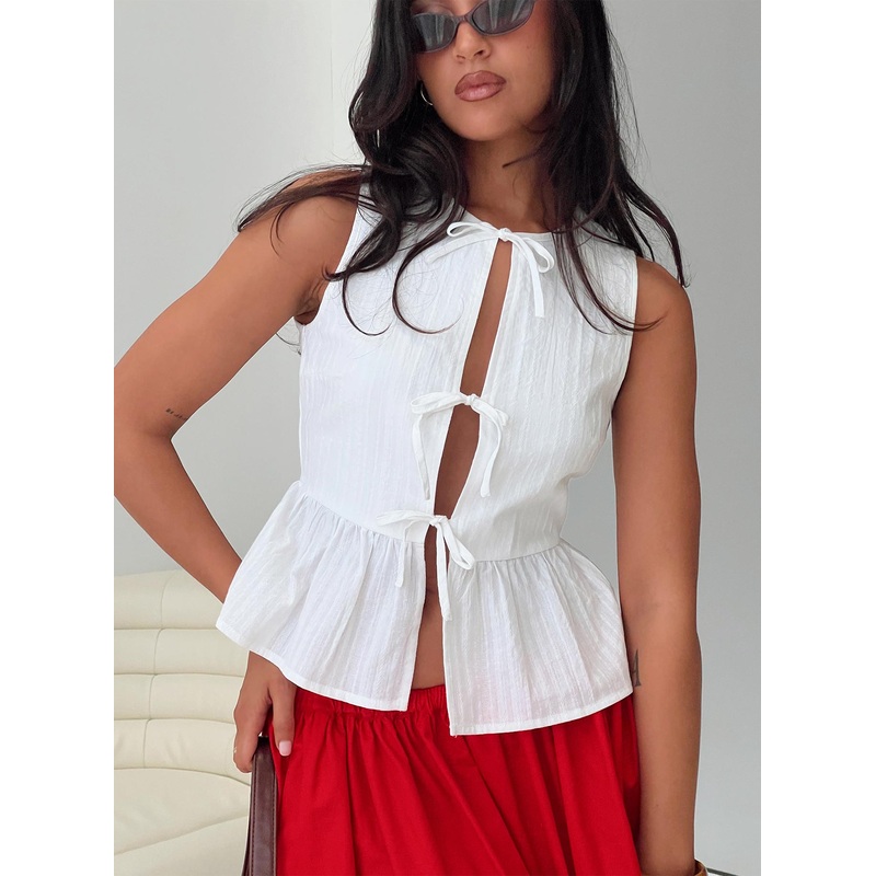 Rosellah Tie Up Top White