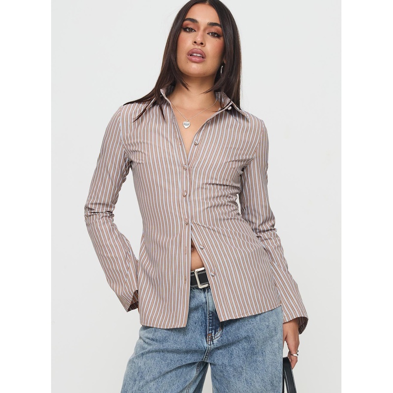 Run The World Top Brown Stripe