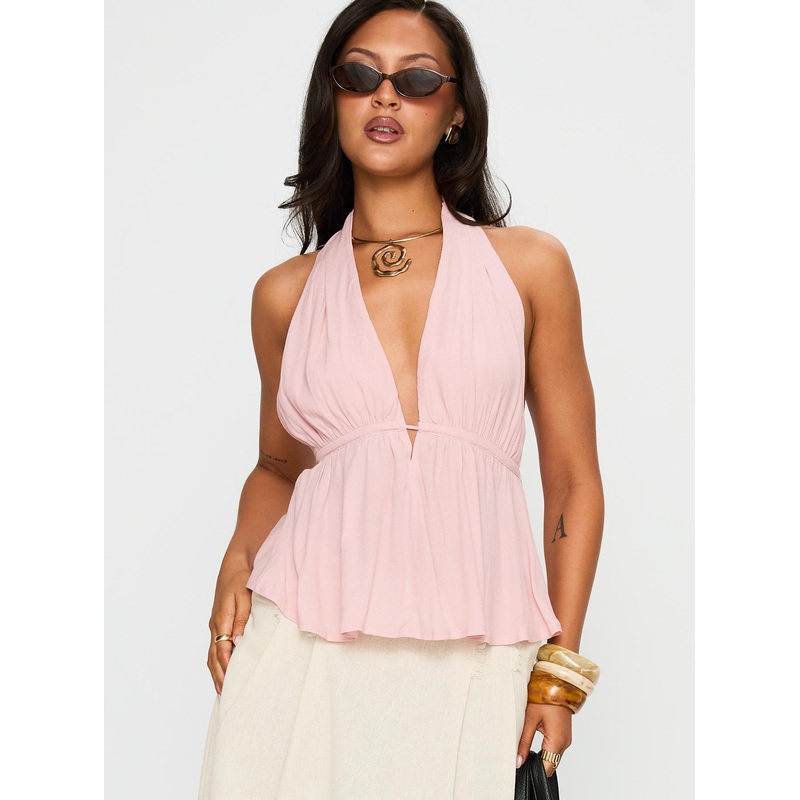 Saddler Halter Top Pink