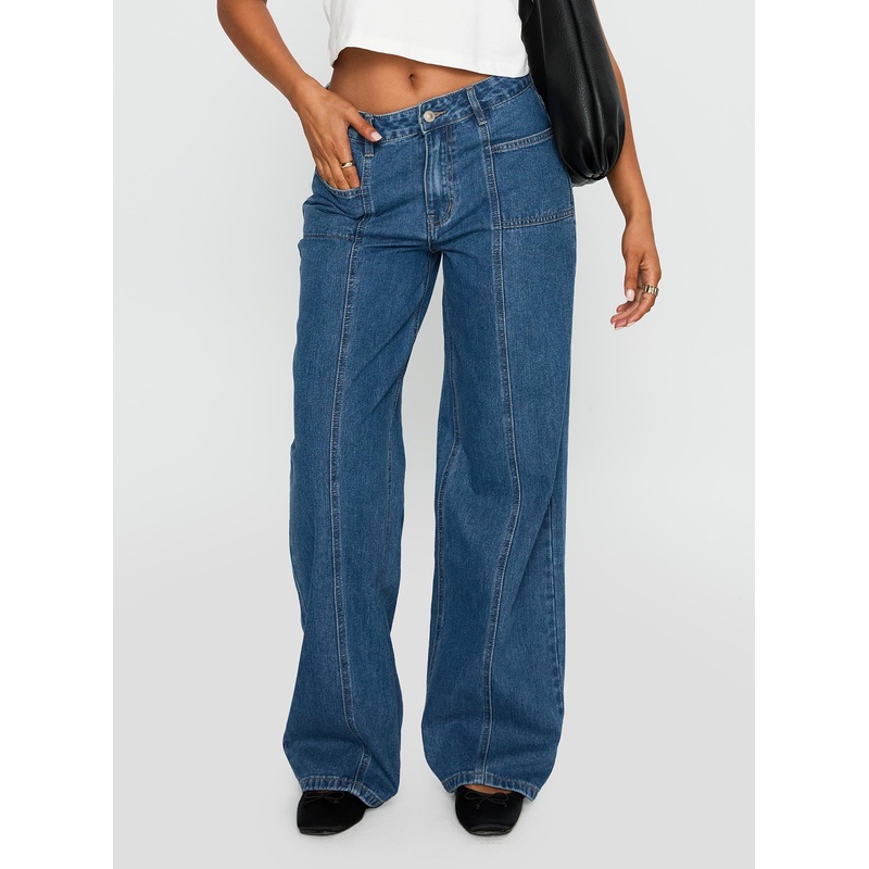 Taji Wide Leg Jeans Dark Blue