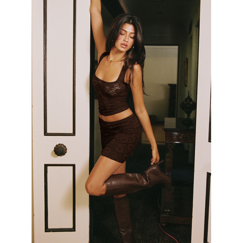 Bennington Lace Mini Skirt Brown