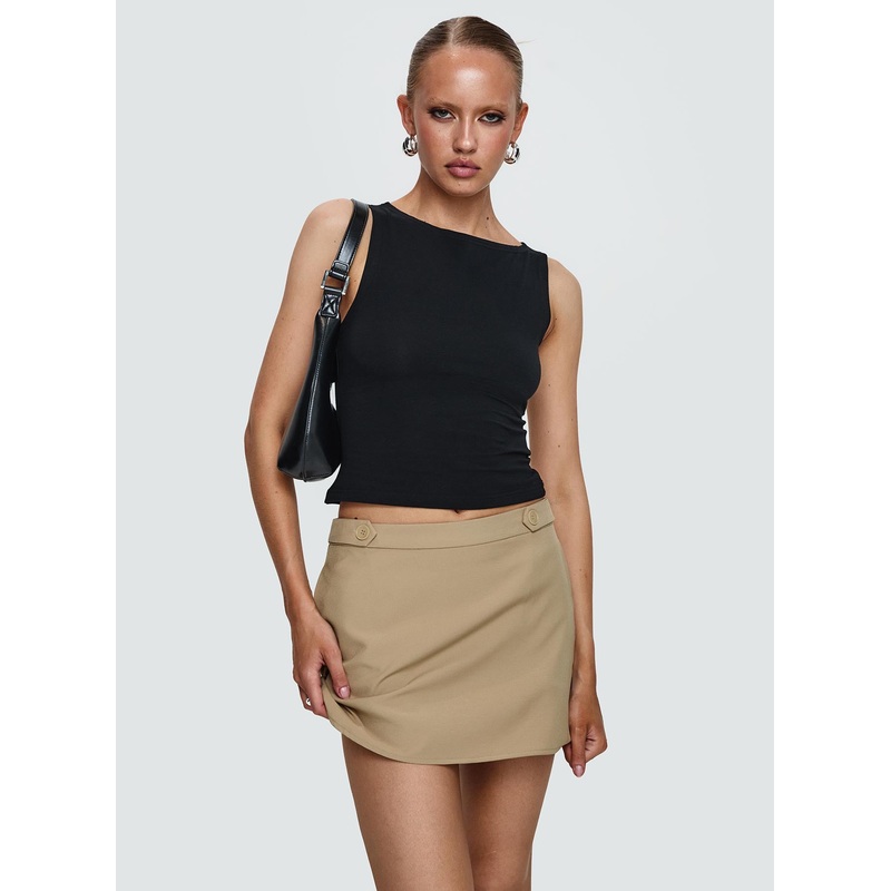 Hosier Twill Mini Skirt Taupe