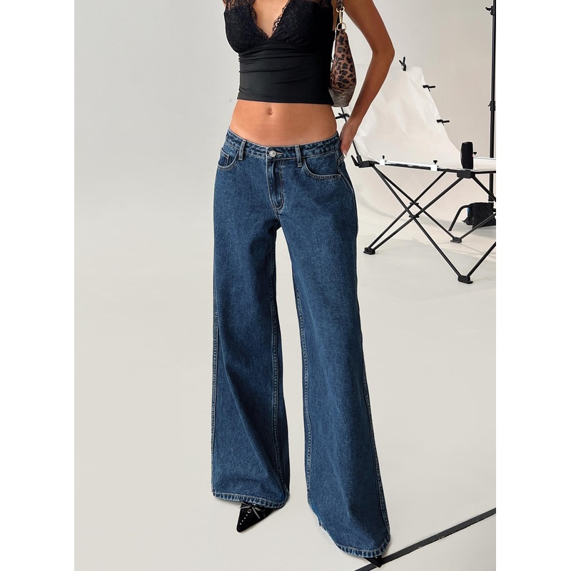 Ramos Low Rise Denim Jeans Dark Blue Wash