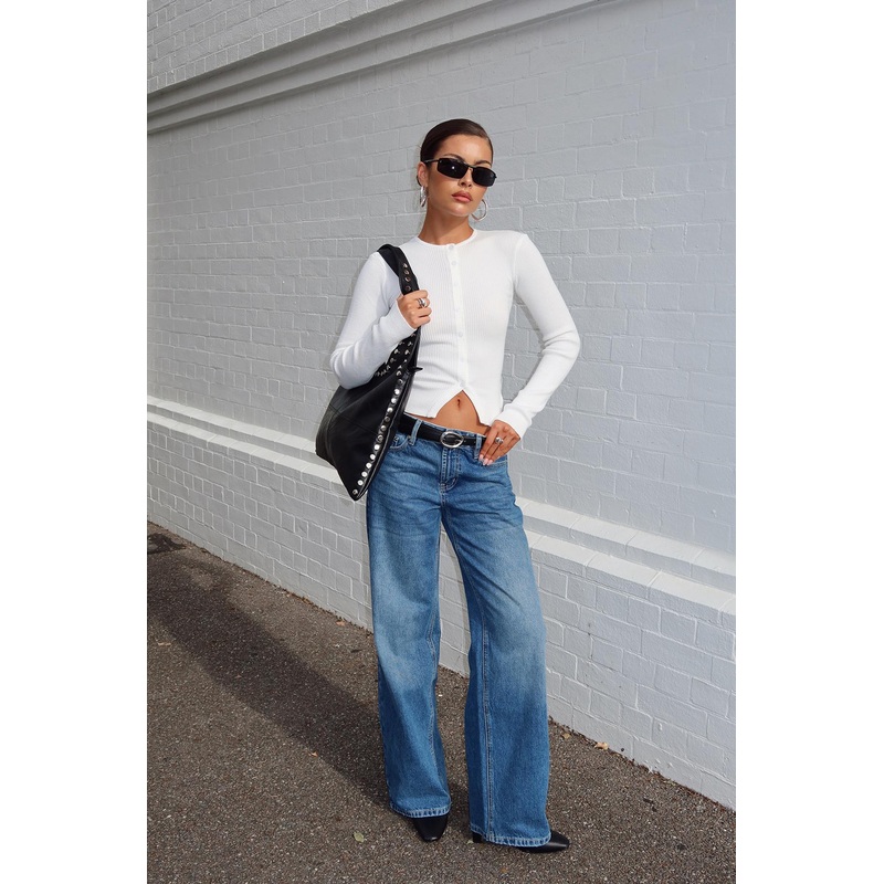 Serenitia Mid Rise Relaxed Jeans Mid Blue Wash