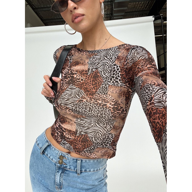 Tied In Long Sleeve Top Leopard