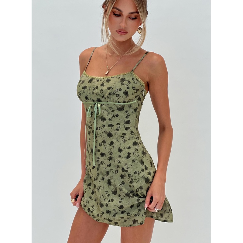 Valencia Mini Dress Sage Floral