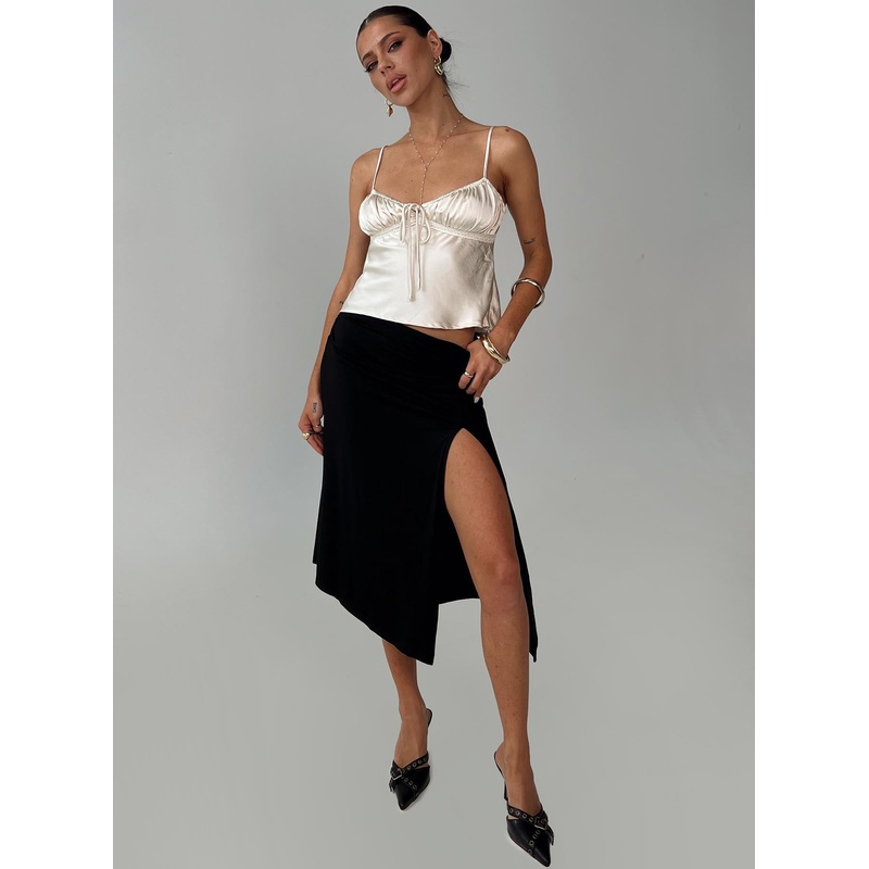 Venissa Ruched Midi Skirt Black