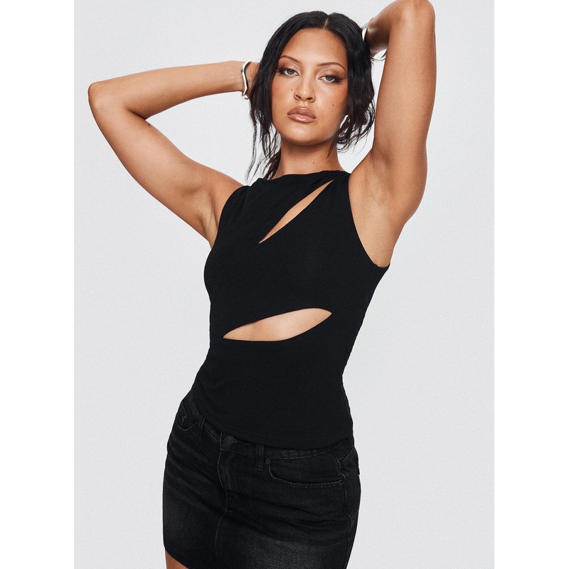 Ablaze Cut Out Top Black