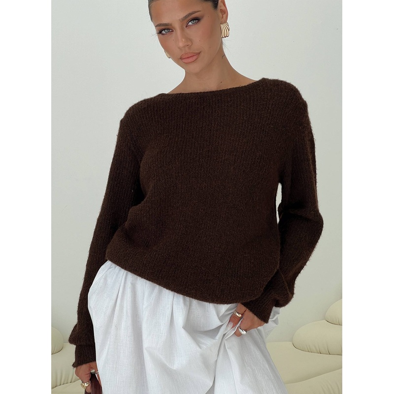 Abrams Rib Knit Crew Sweater Chocolate Marle