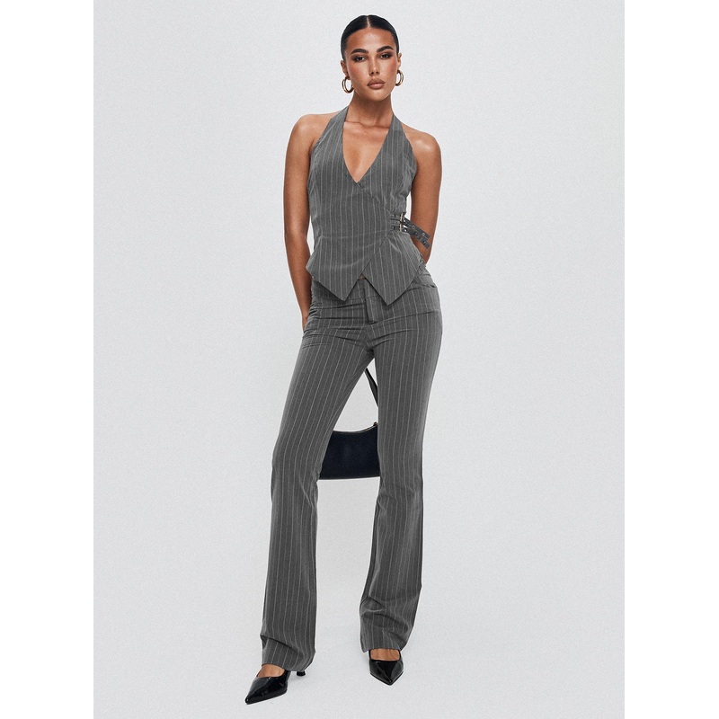 Calexico Buckle Pant Grey Pinstripe