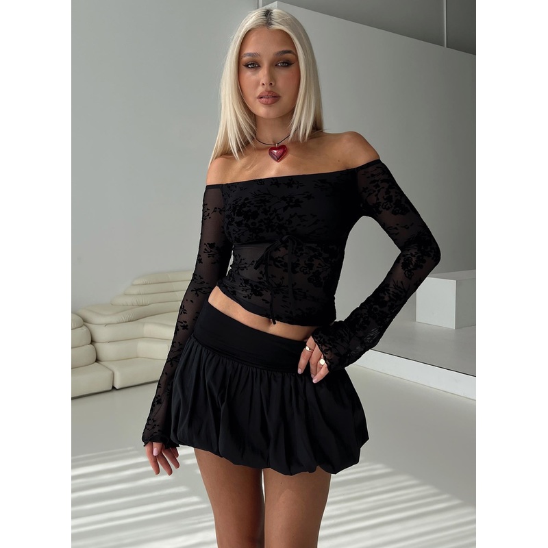French Exit Bubble Hem Skort Black