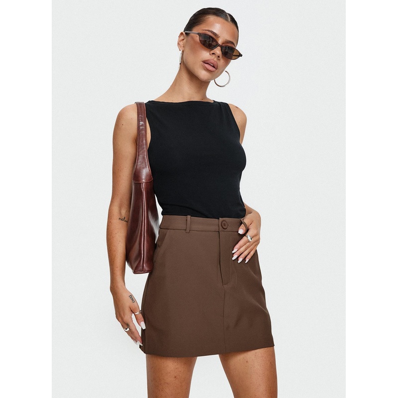 Sabyna Tailored Mini Skirt Brown