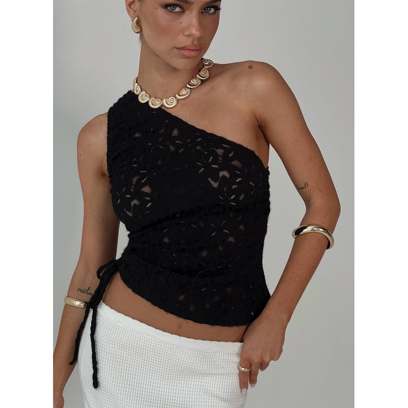 Sensua One Shoulder Top Black