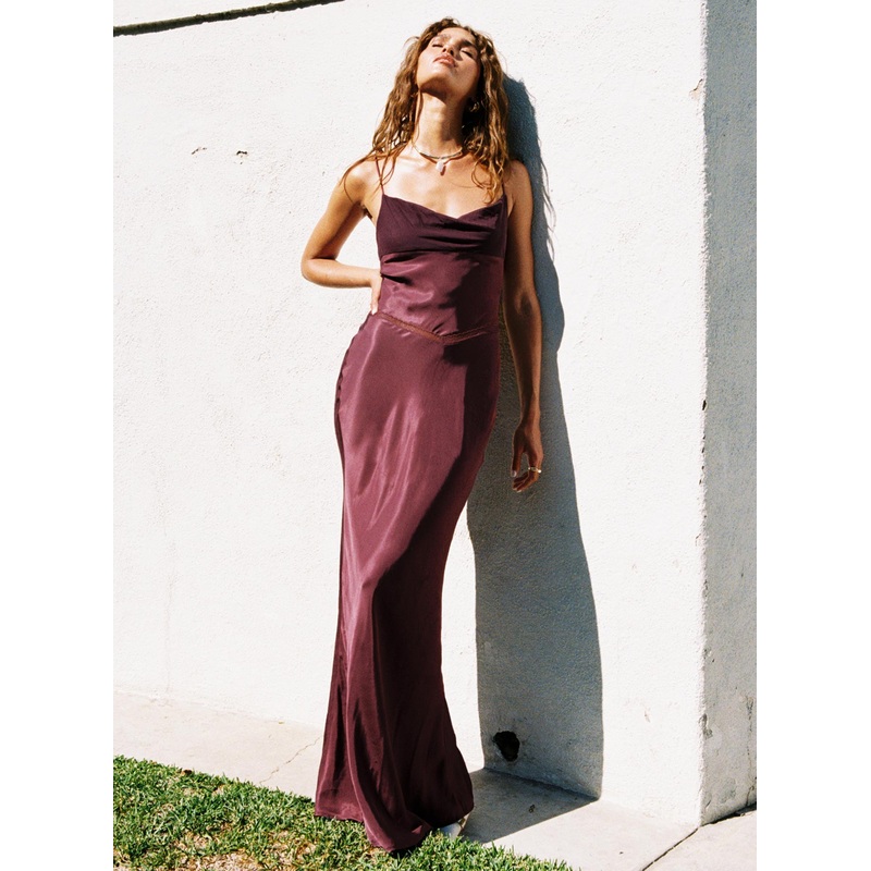 Sugarina Lace Maxi Dress Wine