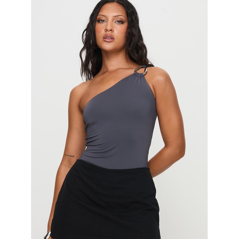 Talija One Shoulder Bodysuit Slate