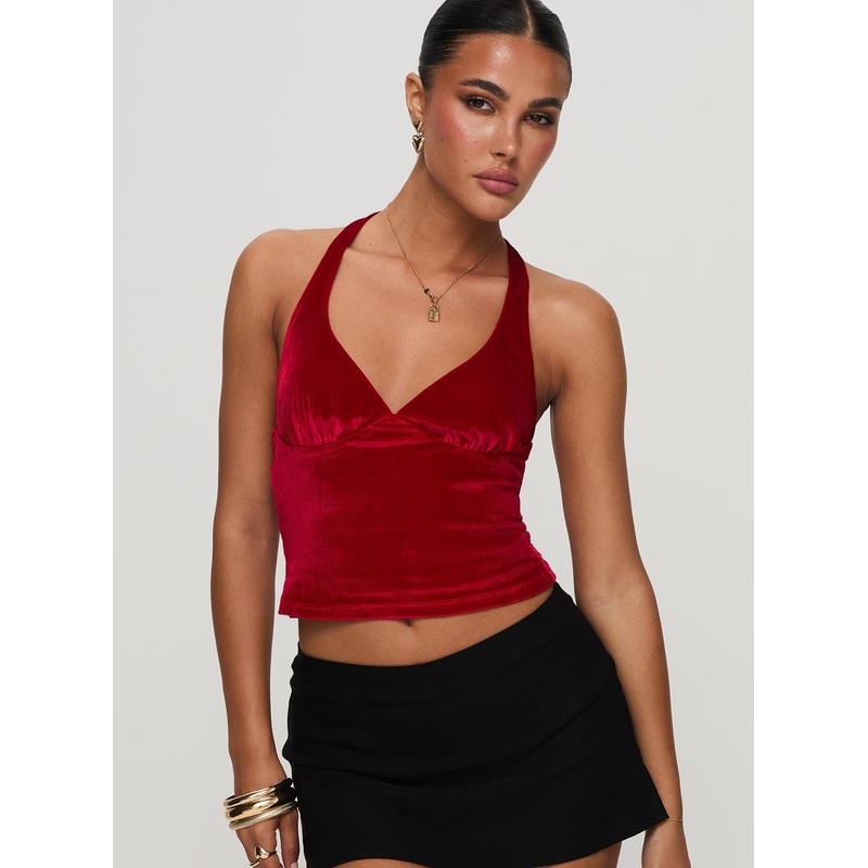 Tuberose Halter Top Red