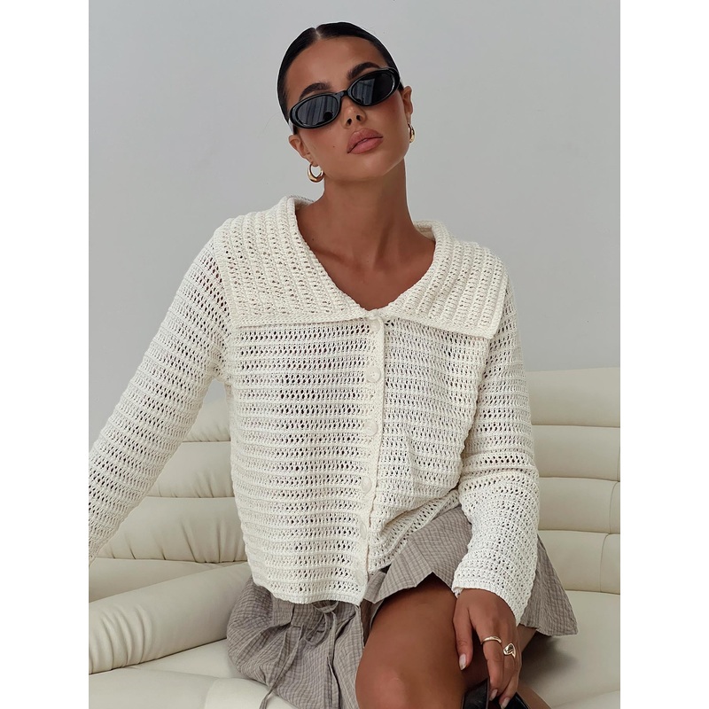 Tuscon Crochet Sweater White