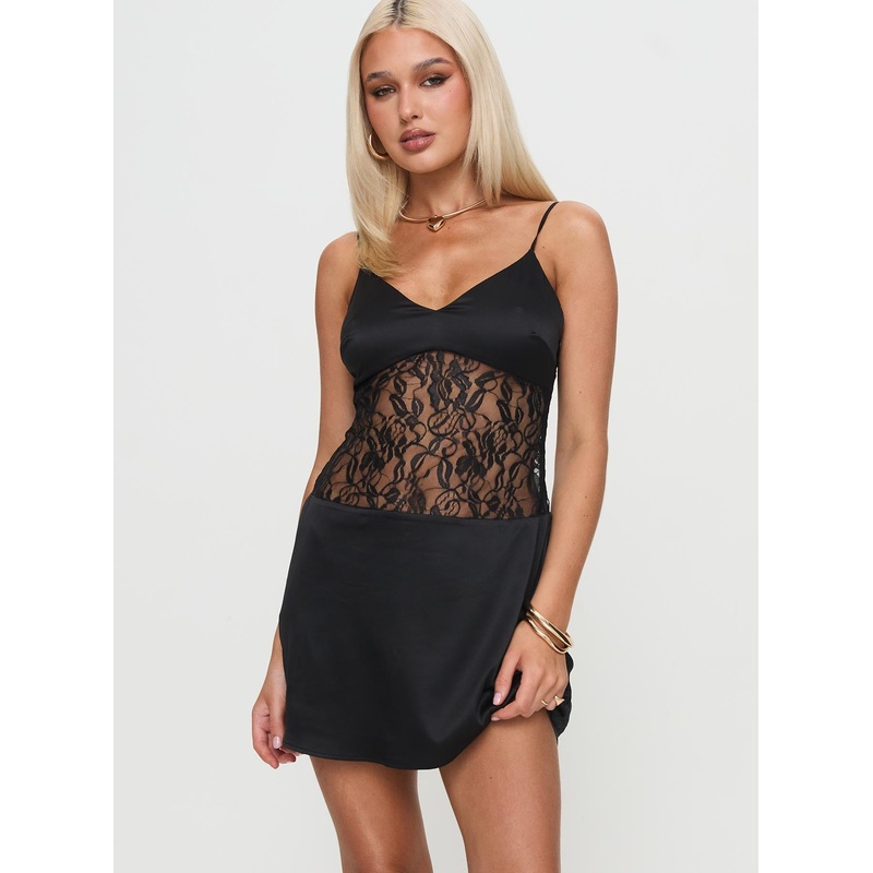 Anavieve Lace Mini Dress Black