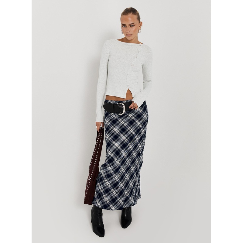 Everlie Low Waist Maxi Skirt Check Multi