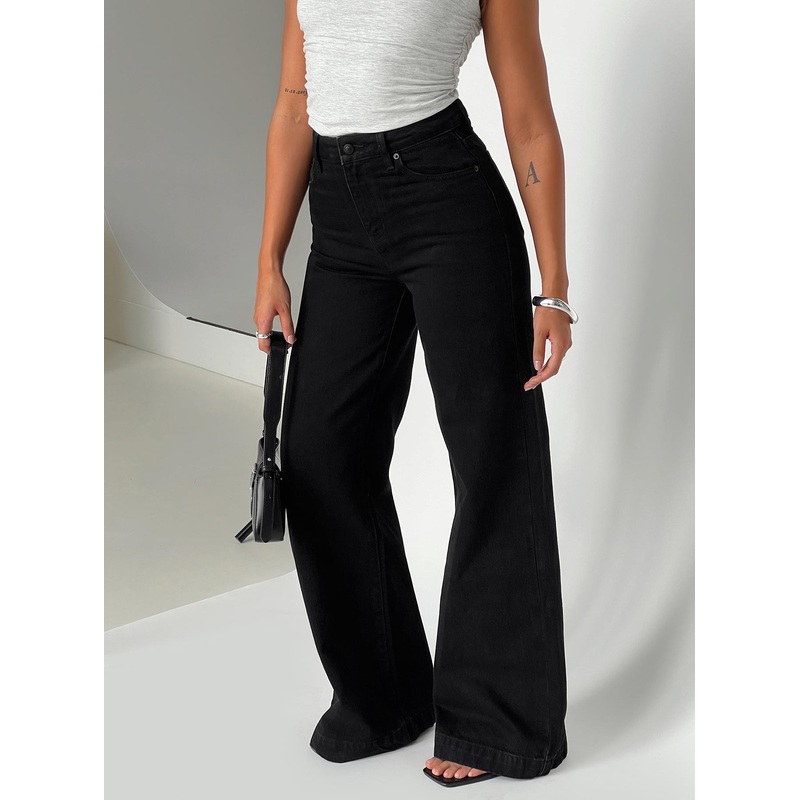 Goldie High Wide Jean True Black