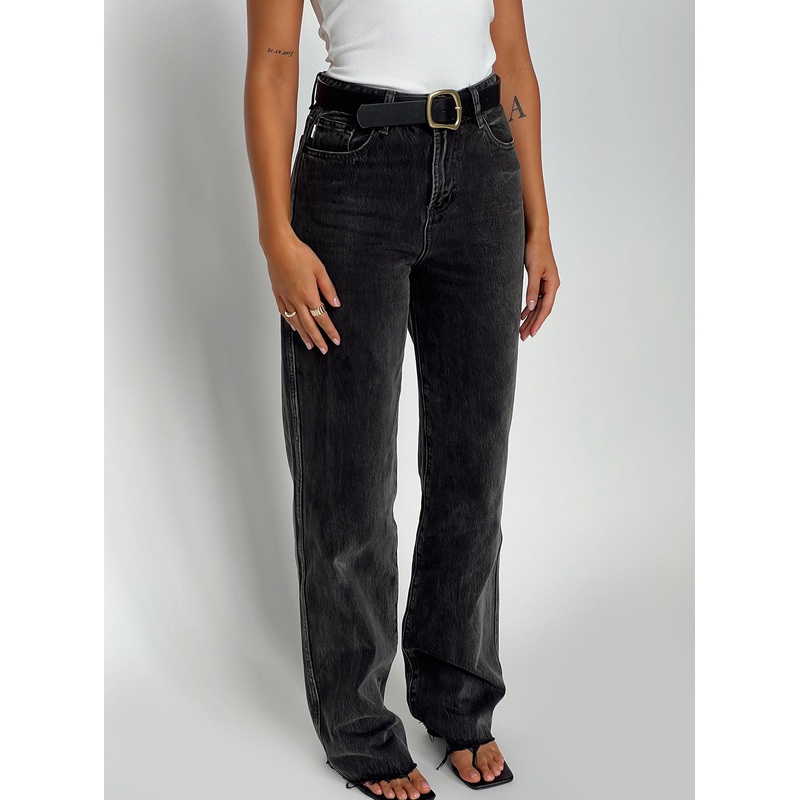 Karlina High Rise Straight Leg Jean Charcoal