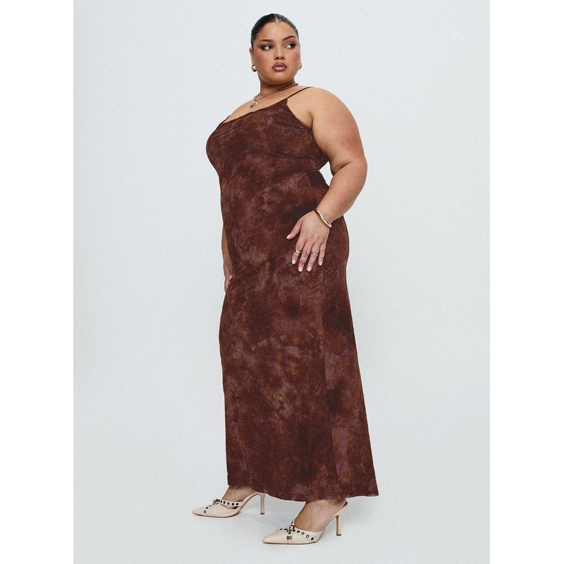 Knox Maxi Dress Chocolate Paisley Curve