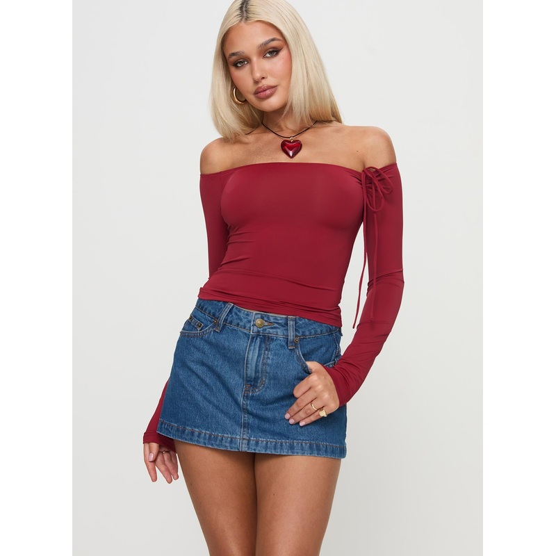 Nicolina Low Rise Denim Mini Skirt Light Wash
