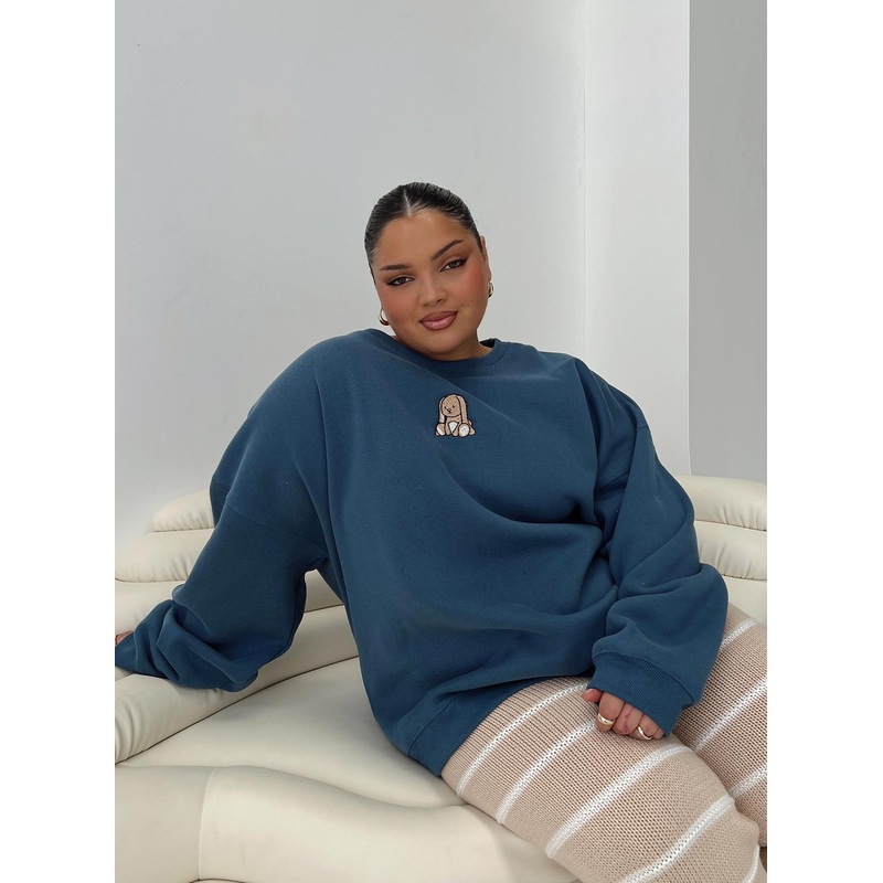 Sleepy Bunny Crewneck Jumper Navy Curve