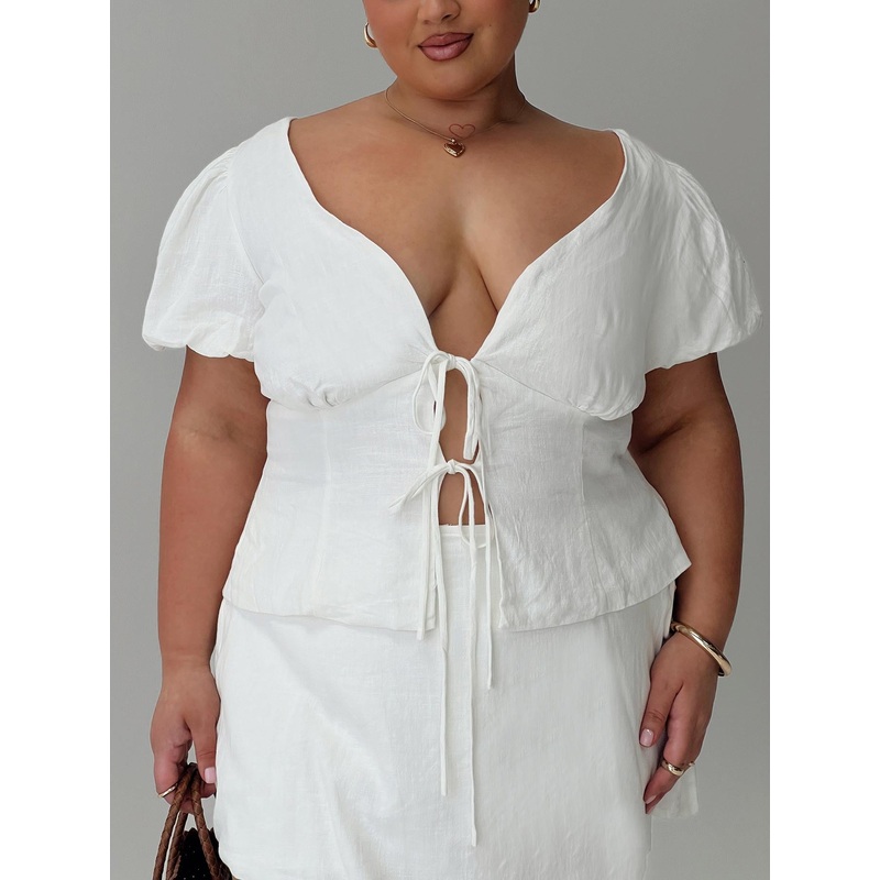 Wilhelmina Blouse Top White Curve