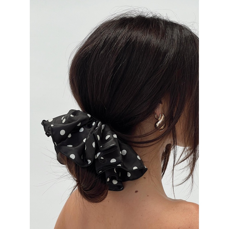 Yennifer Polka Scrunchie Black