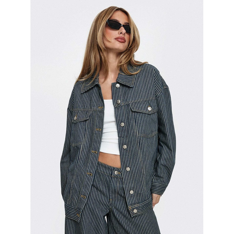 Actually Invested Jacket Denim Stripe