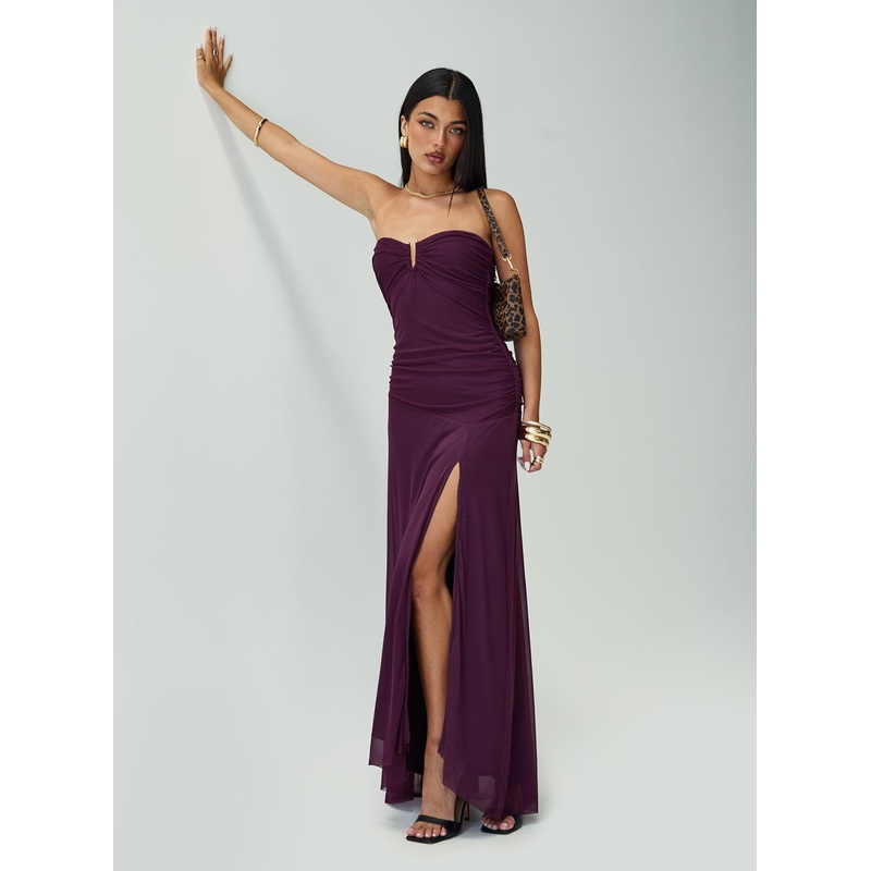 Barbarella Strapless Maxi Dress Purple