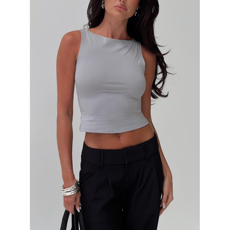 Bleeker High Neck Top Grey