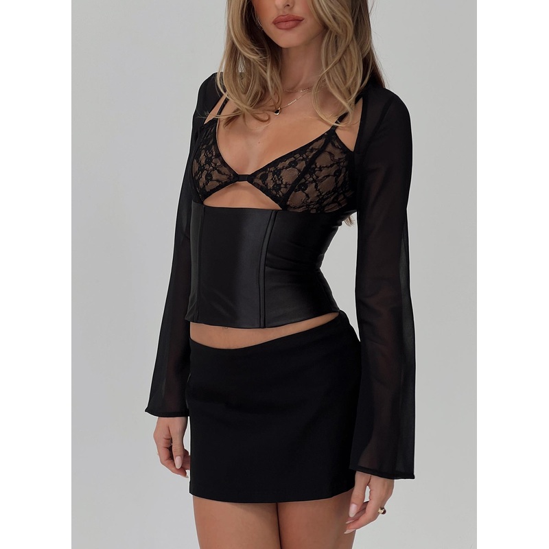 Bolda Long Sleeve Corset Top Black