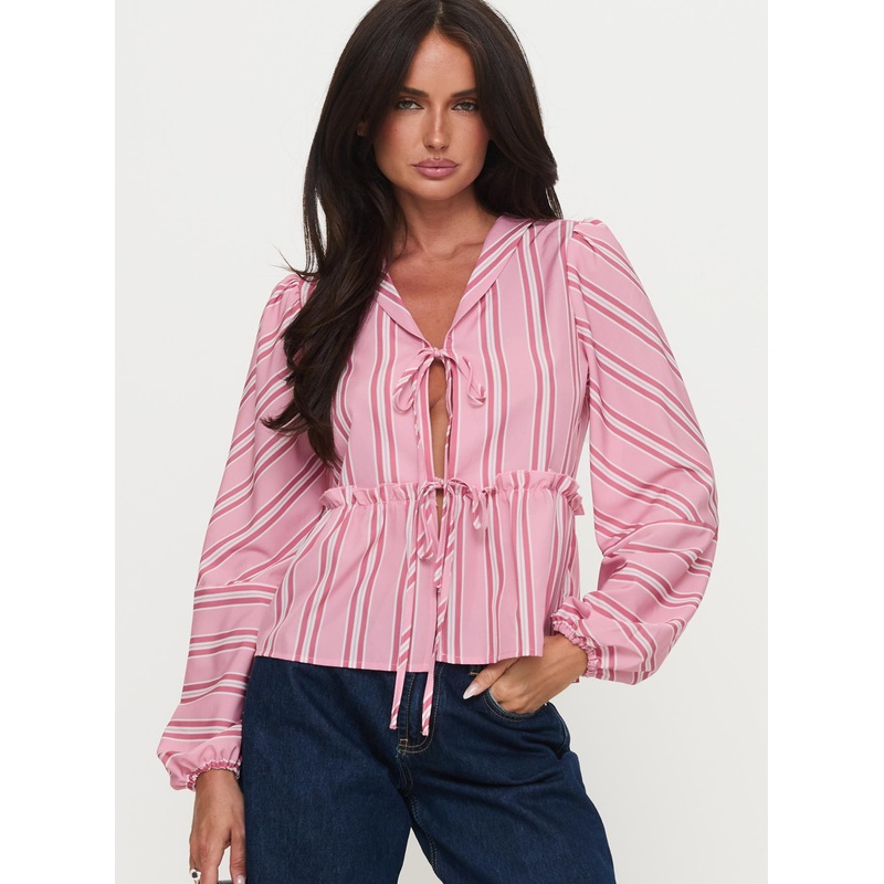 Cindylou Long Sleeve Top Pink Stripe