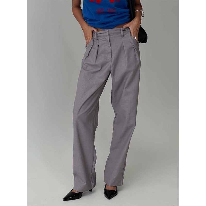 Expertise Low Rise Pleat Pant Grey