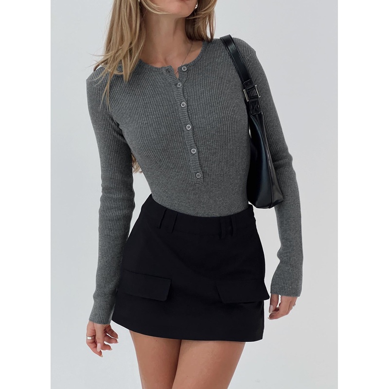 Kerra Long Sleeve Bodysuit Charcoal