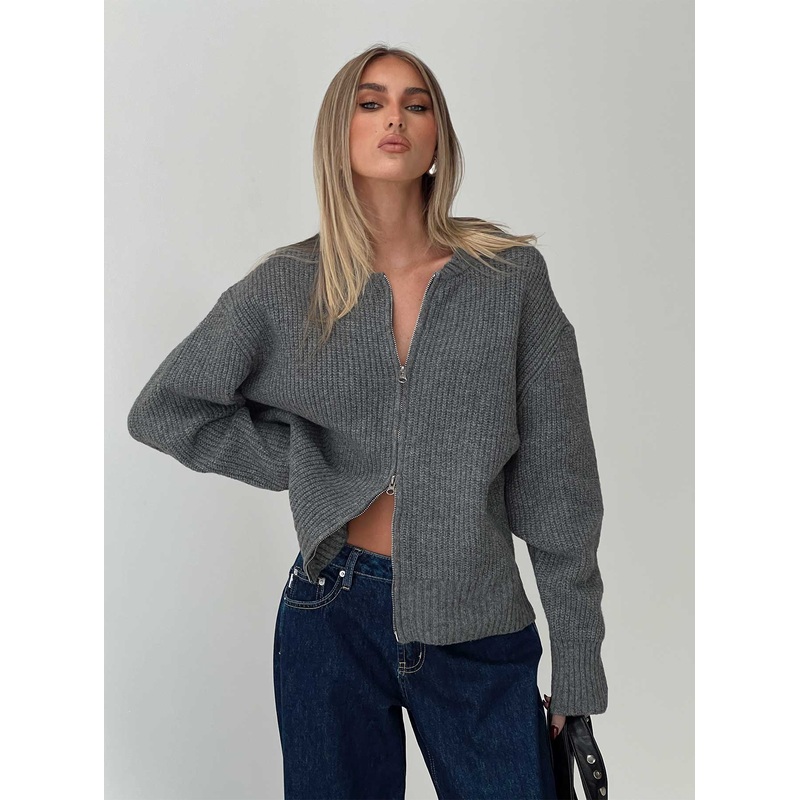 Lexene Zip Through Jumper Grey