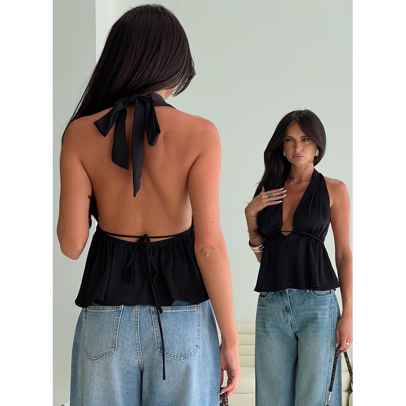 Saddler Halter Top Black