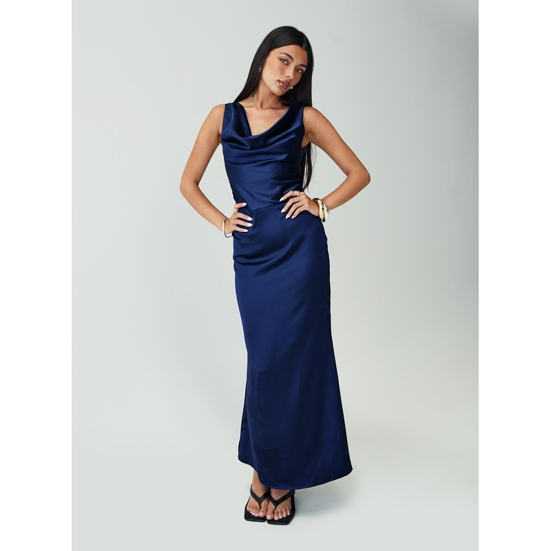 Soprano Plunge Maxi Dress Navy