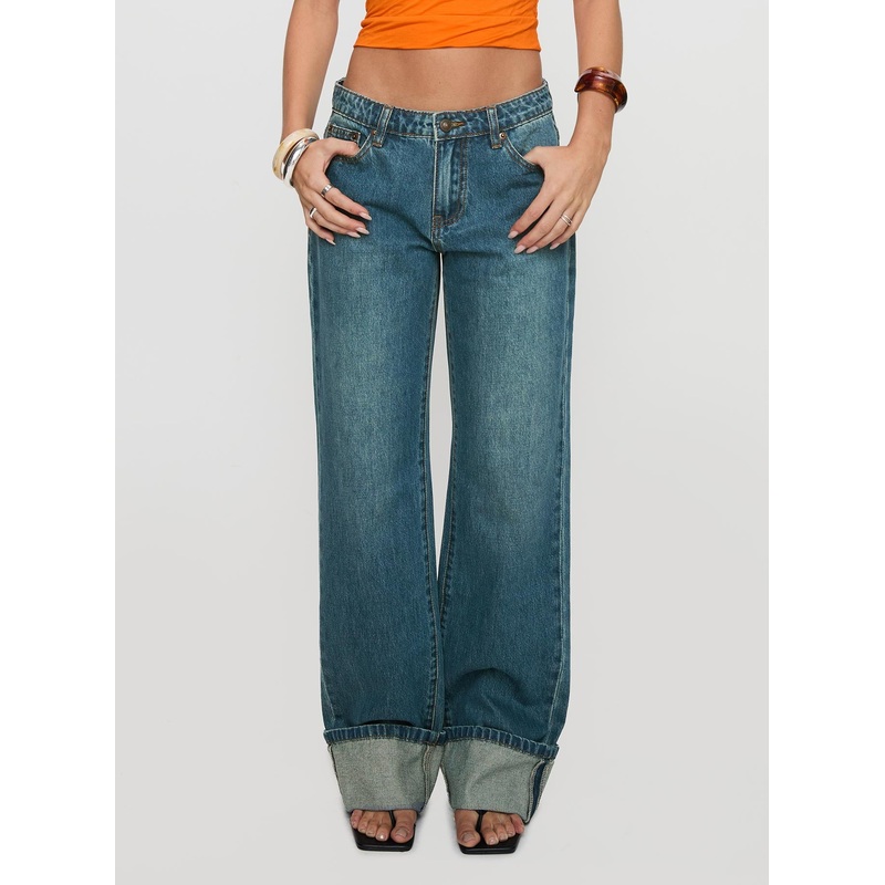Toros Mid Rise Denim Jeans Mid Blue