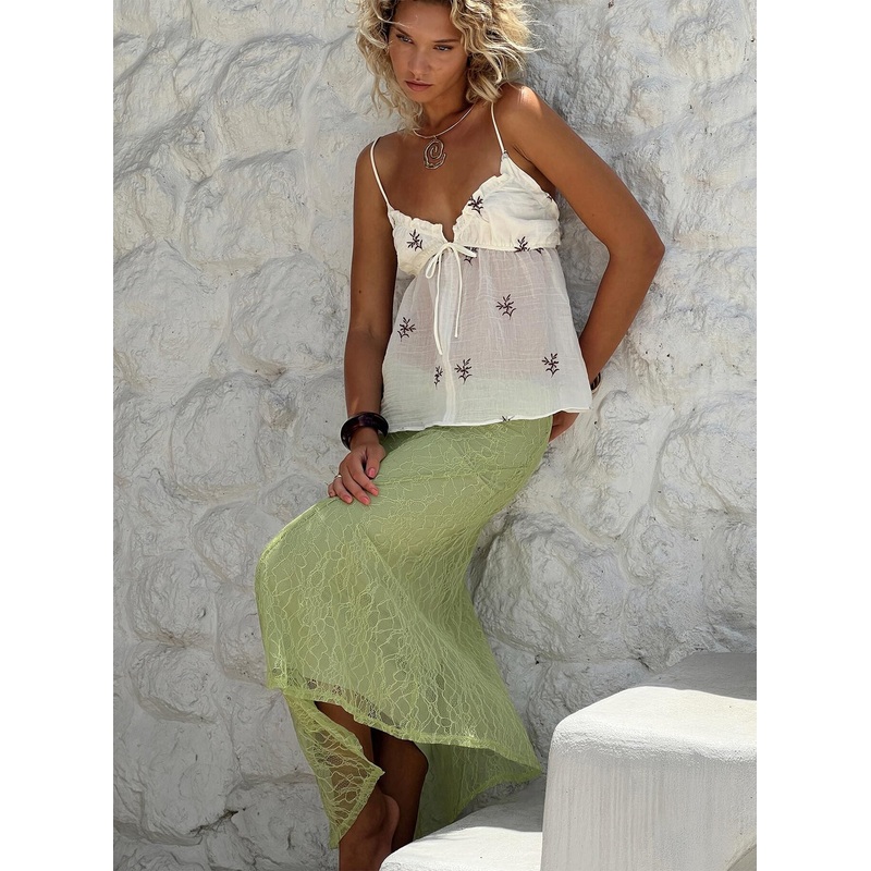 Dreamcatcher Lace Maxi Skirt Green