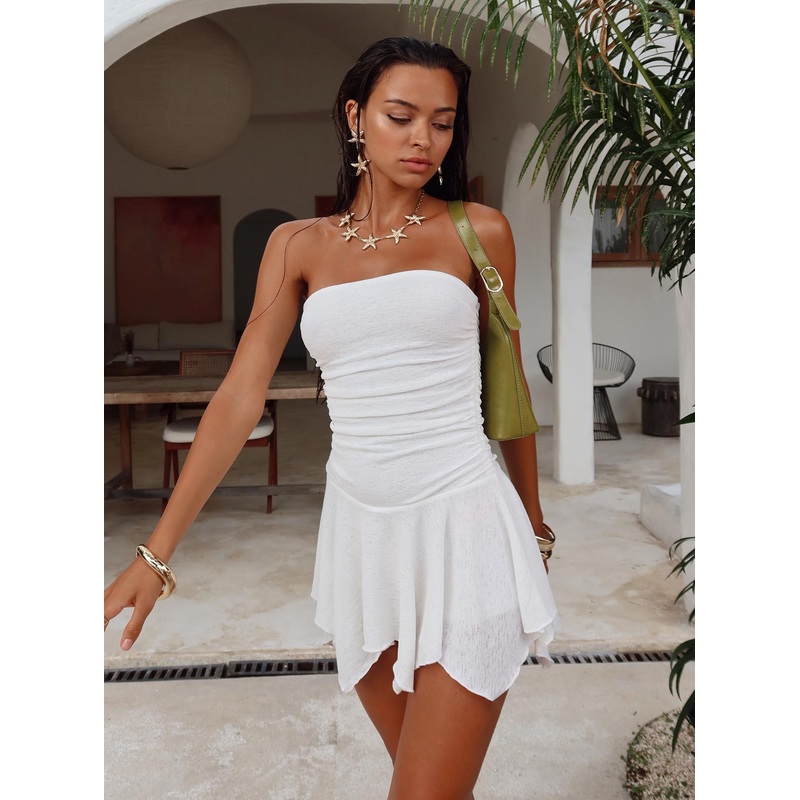 Minxie Strapless Playsuit White