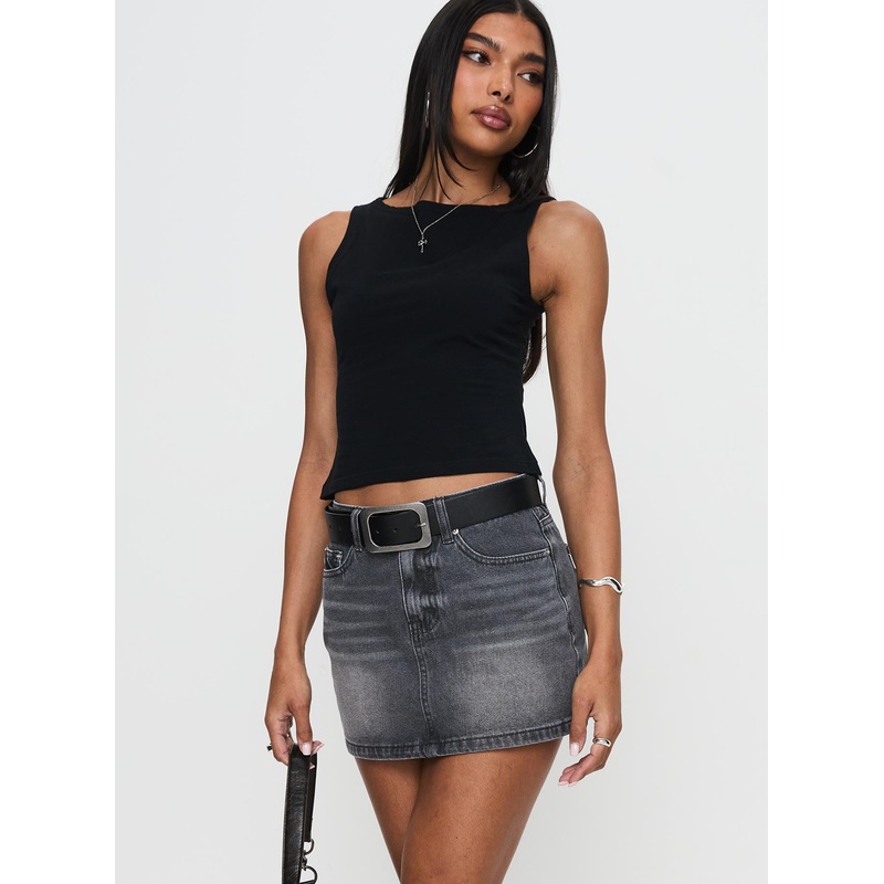 Paulette Denim Mini Skirt Grey Wash