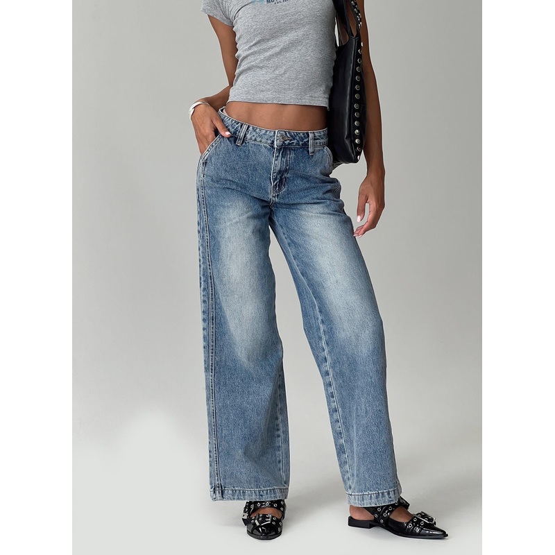 Skipper Low Rise Baggy Jeans Vintage Blue
