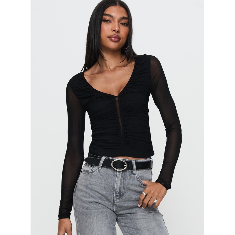 Tenzin Ruched Top Black